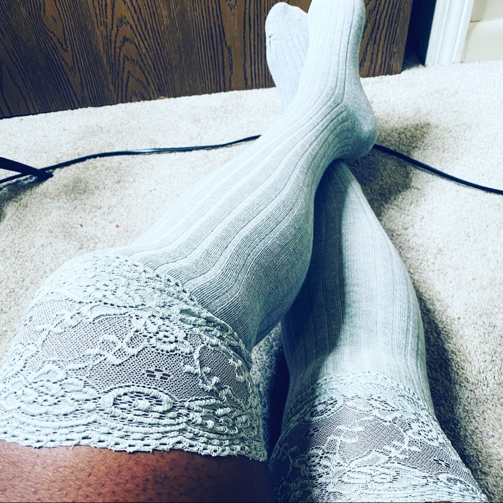 Over the knee socks with lace